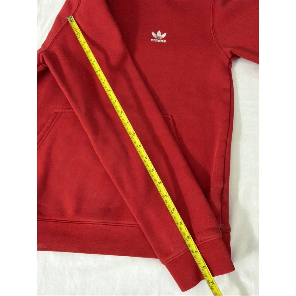 Adidas Originals Hoodie Sweatshirt Mens Small Red Trefoil‎ Logo Fleece Pullover